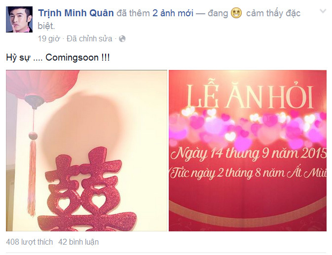 Rộ tin hôm nay ca sĩ Minh Quân ăn hỏi