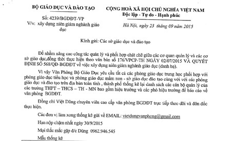 Đã có văn bản giả mạo gửi các sở giáo dục