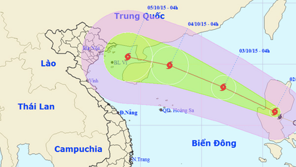 Bão Cầu Vồng tiến thẳng vào biển Đông