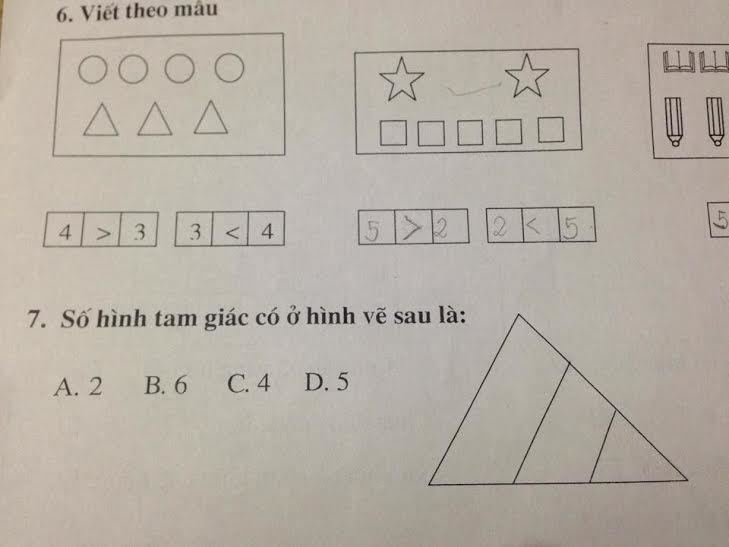 Bài toán lớp 1 tìm tam giác  khiến các ông bố đau đầu
