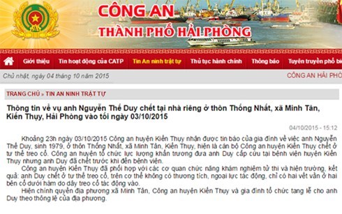 Thiếu tá công an chết trong tư thế treo cổ tại nhà riêng