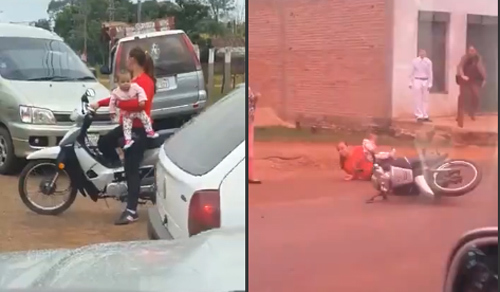 Bà mẹ 1 tay bế con 1 tay lái xe gặp tai nạn