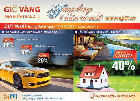 Bảo hiểm PTI giảm đến 15 triệu đồng trong giờ vàng