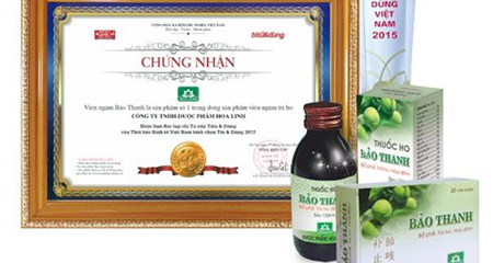 Sản phẩm số 1 Việt Nam trong dòng sản phẩm viên ngậm trị ho, bổ phế