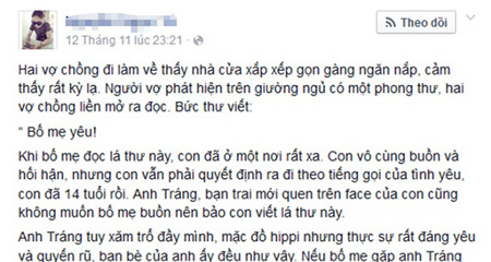 Bức thư bỏ nhà đi của nữ sinh gửi thông điệp ý nghĩa tới bậc cha mẹ