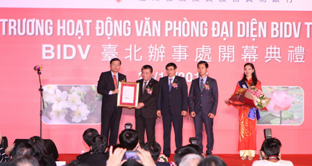 BIDV khai trương Văn phòng đại diện tại Đài Bắc