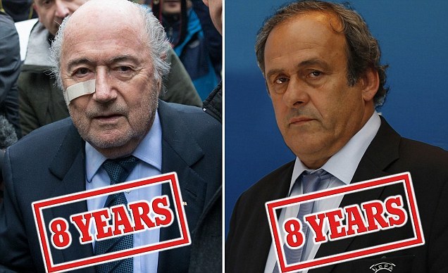 Platini và Blatter bị cấm hoạt động bóng đá 8 năm
