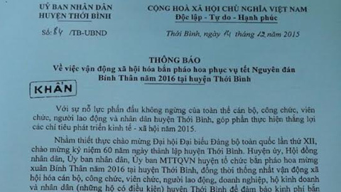 Nợ chục tỷ, huyện vẫn thông báo khẩn bắn pháo hoa