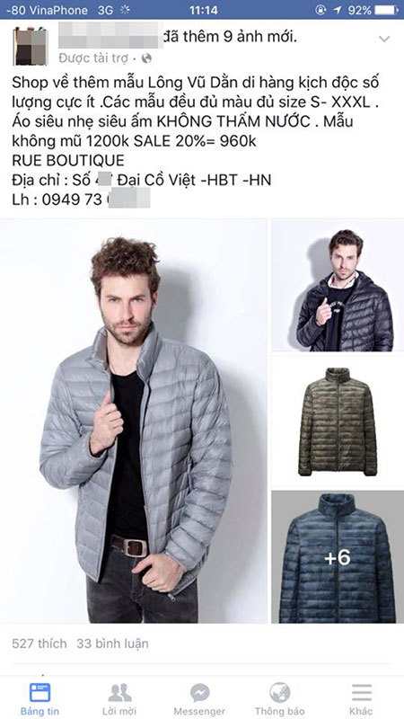 Một chủ shop ở Hà Nội bị tố bán hàng nhái quần áo Uniqlo với giá đắt đỏ