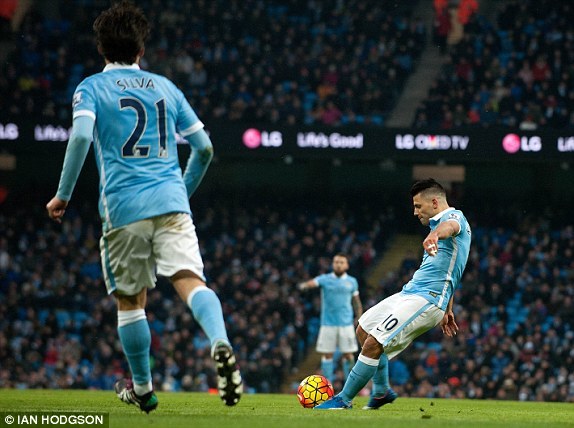 Aguero nâng tỷ số lên 2-0 cho Man City