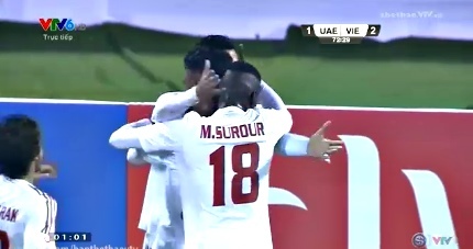 Alakberi gỡ hòa 2-2 cho U23 UAE