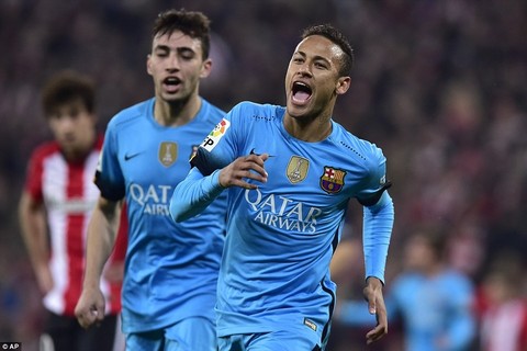 Vắng Messi và Suarez, Neymar giúp Barca hạ Bilbao