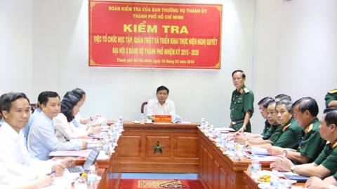 Ông Đinh La Thăng làm việc với Đảng ủy quân sự TP.HCM
