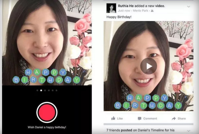 Facebook cho người dùng chúc mừng sinh nhật bằng video clip