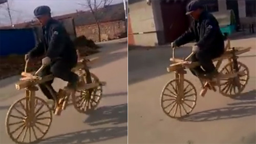 Xe đạp 'độc' nhất thế giới: Hoàn toàn bằng gỗ vẫn chạy bon