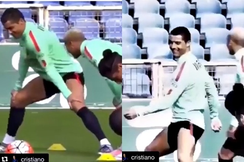 Hành động khó đỡ của Ronaldo trên sân tập