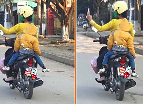 Hành động gây nguy hiểm cho con khi bố mẹ đi xe máy