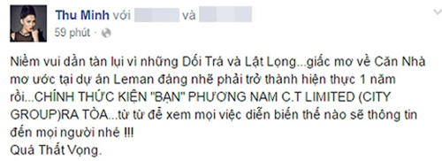 Thu Minh quyết kiện công ty bất động sản ra tòa vì chậm giao nhà 85 tỷ