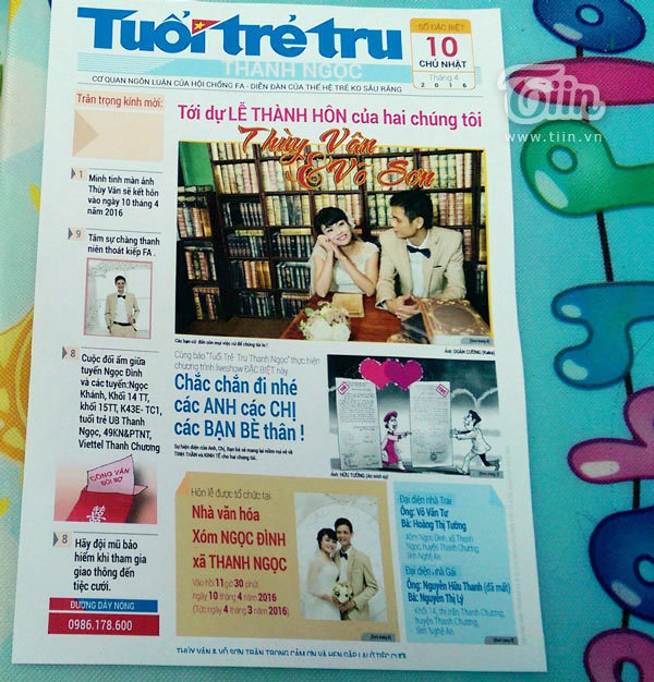 Thiệp cưới mô phỏng tờ báo cực độc của cặp đôi Nghệ An