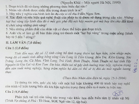 Kiểm điểm người ra đề thi Ngữ văn ở Đồng Nai