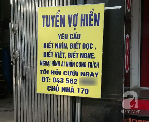 Hà Nội: Người đàn ông treo biển “tuyển vợ hiền” trước nhà