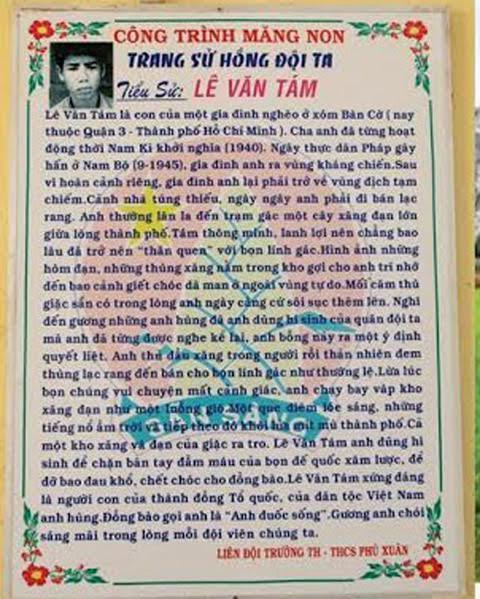 Trường học dùng ảnh tử tù làm minh họa anh hùng Lê Văn Tám