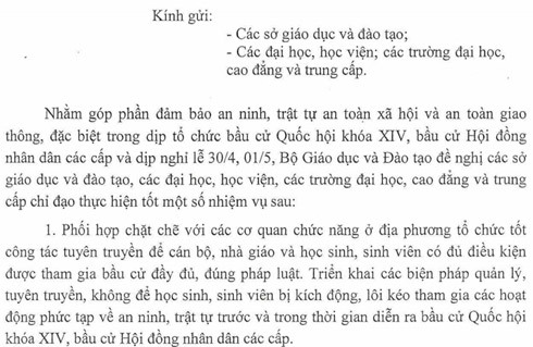 Không để HSSV bị lôi kéo vào hoạt động phức tạp