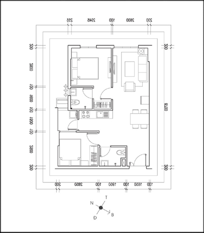 Tư vấn thiết kế căn hộ gần 58m² có 2 phòng ngủ hợp với gia chủ mệnh Kim