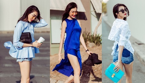 Á hậu Lệ Hằng gợi ý xuống phố ngày hè với sắc xanh gợi cảm