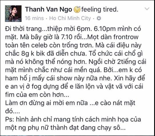 Ngô Thanh Vân bức xúc nổi cáu trên trang cá nhân