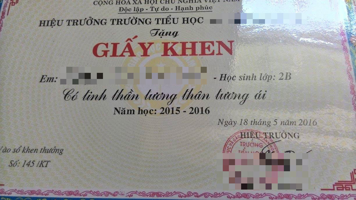 1001 cách ghi giấy khen tiểu học