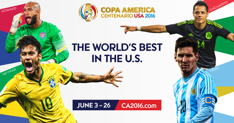 Lịch thi đấu Copa America 2016 gói trong file Excel