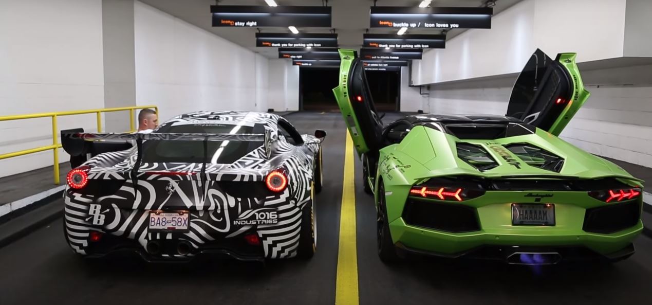 Siêu xe Ferrari và Lamborghini thi tài khạc lửa