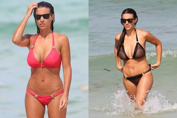 Bỏng mắt ngắm vợ Sagna sexy ngoài biển cổ vũ chồng