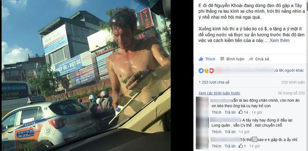 Thực hư anh Tây nhễ nhại mồ hôi, lau kính ô tô giữa ngã tư kiếm tiền về nước