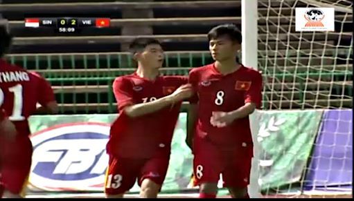 Video bàn thắng U16 Việt Nam 3-0 U16 Singapore