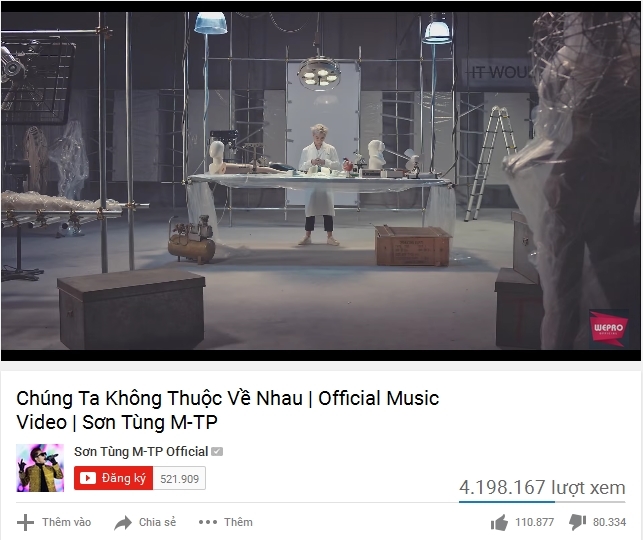 Be strong, Sơn Tùng! MV mới đã đạt được hơn 4 triệu lượt xem