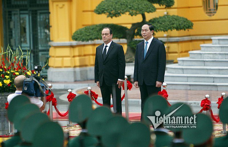 Hình ảnh lễ đón Tổng thống Pháp tại Phủ Chủ tịch