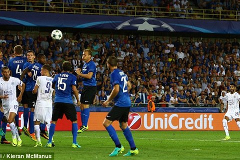 Mahrez Amazing Free Kick Goal Leicester vs Club Brugge 2-0