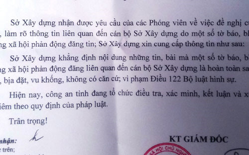 Sở Xây dựng Thanh Hóa nói về tin đồn liên quan nữ trưởng phòng