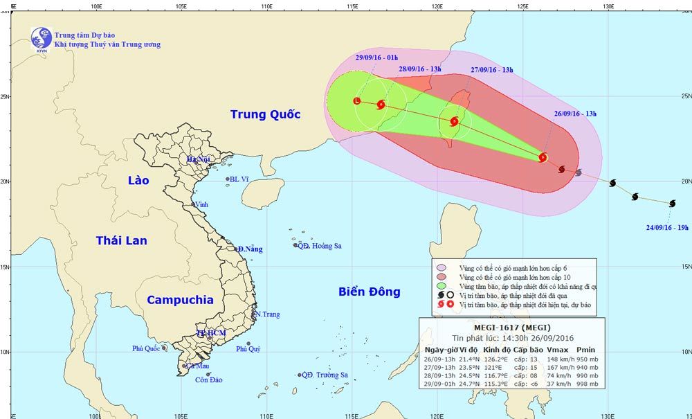 Bão giật cấp 17 hướng vào đông bắc Biển Đông