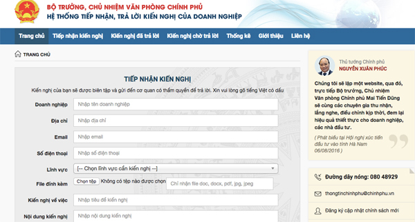 Chính phủ lập website nhận phản ánh vòi phong bì doanh nghiệp