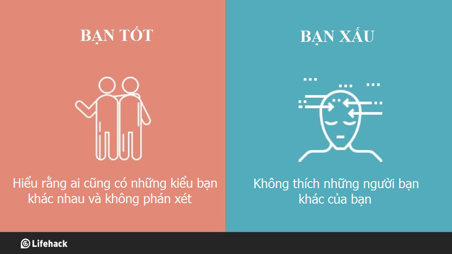 Những điểm khác biệt giữa bạn tốt và bạn xấu