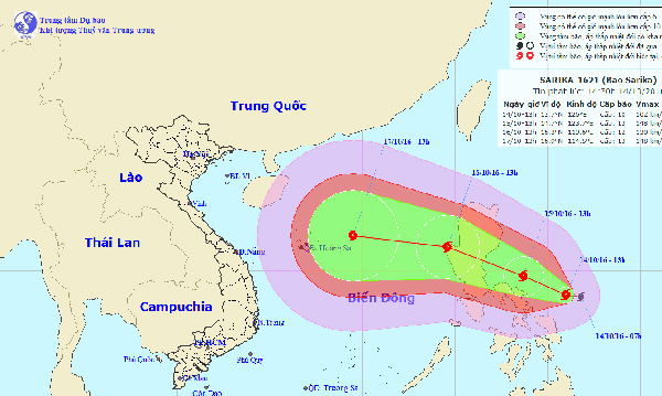 Bão giật cấp 12 áp sát biển Đông