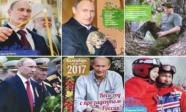 Hình ảnh Putin ôm mèo lên lịch 2017