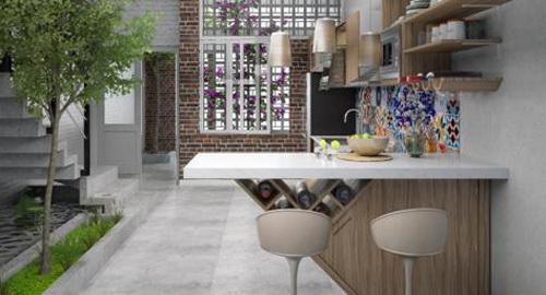 Căn bếp tuyệt đẹp nhờ kim loại, gỗ