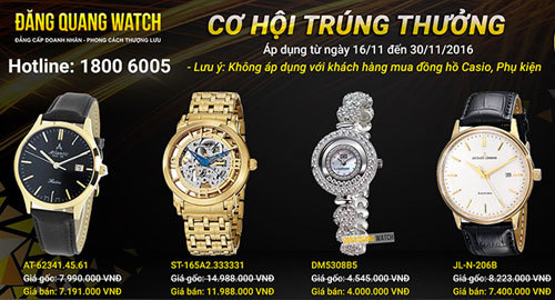Mua đồng hồ, trúng thưởng 50 triệu