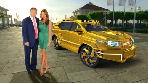 Choáng ngợp với SUV bọc thép mạ vàng cho ông Donald Trump