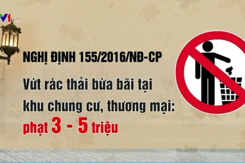 Vứt rác bừa bãi có thể bị phạt hàng triệu đồng từ 1/2/2017