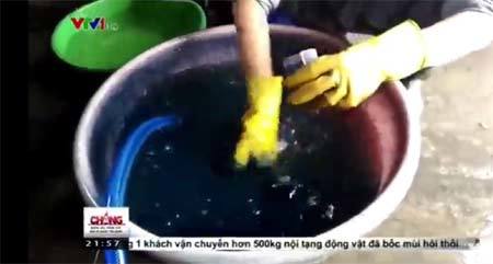 Ngâm hàng trăm cân rau muống chẻ trong hóa chất